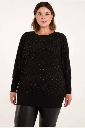 Blue Vanilla Womens Curve Diamante Batwing Top - - One Size