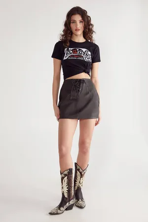 NASTY GAL Womens Lace Back Faux Leather Mini Skirt - - 18