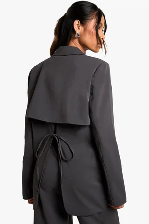 Boohoo Womens Woven Open Back Tailored Blazer - - 12