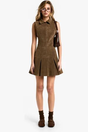 Boohoo Womens Suede Tennis Skirt Mini Dress - - 12