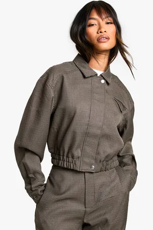 Boohoo Womens Tonal Check Tailored Bomber Jacket - - 14