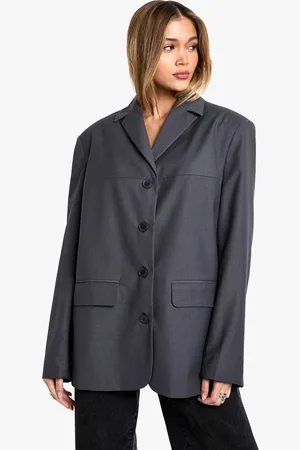 Boohoo Womens Boxy Seam Detail Grandad Blazer - - 16