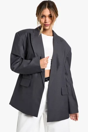 Boohoo Womens Extreme Lapel Oversized Open Blazer - - 14