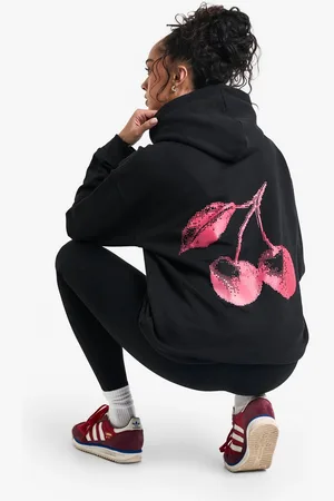 Boohoo Womens Cherry Graphic Oversized Hoodie - - XS