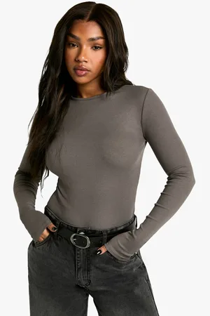Boohoo Womens Basics Crew Neck Long Sleeve Bodysuit - - 14