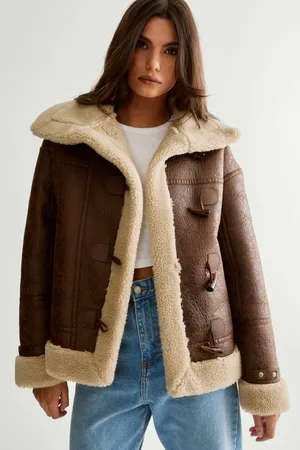 NASTY GAL Womens Duffle Front Bonded Fur Aviator - - 8