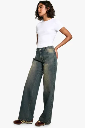 Boohoo Womens Tall Low Rise Vintage Tint Baggy Boyfriend Jeans - - 10