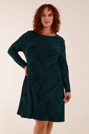 Blue Vanilla Womens Curve Stripe Glittery Long Sleeve Shift Dress - - 18-20