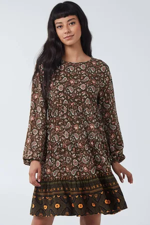Blue Vanilla Womens Paisley Long Sleeve Smock Dress - - S