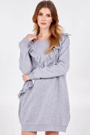 Blue Vanilla Womens Asymmetric Frill Sweatshirt Jumper - - S