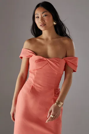 warehouse Womens Petite Twist Bandeau Column Dress - - 14