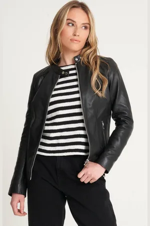 Barneys Originals Womens Real Leather Racer Jacket - - 16