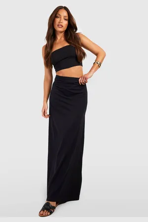 Boohoo Womens Tall Basic Cotton Blend Floor Sweeping Maxi Skirt - - 8