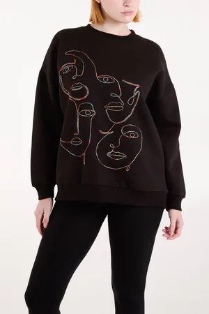 Blue Vanilla Womens Face Stitch Sweatshirt - - L/XL