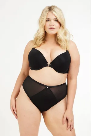 Oola Lingerie Womens Soft Mesh Front Fastening Padded Plunge Bra - - 44D