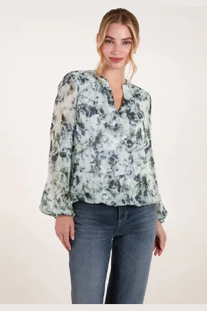 Blue Vanilla Womens Grandad Collar Puffball Top - - S