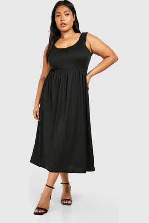 Boohoo Womens Plus Super Soft Scoop Neck Midi Skater Dress - - 28