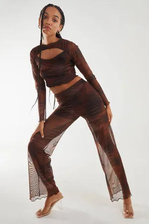 Pink Vanilla Womens Saturn Mesh Flare Trousers - - M