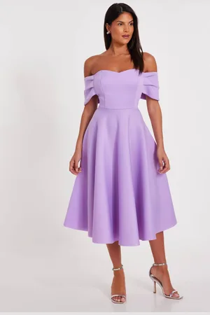 Quiz Womens Lilac Bardot Midi Skater Dress - - 6