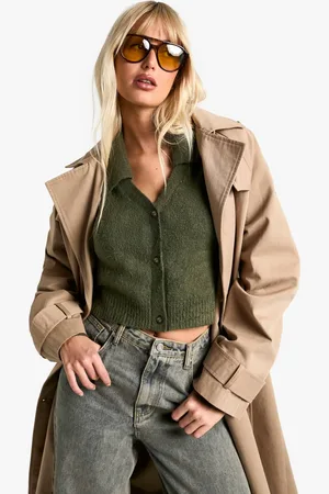 Boohoo Womens Knitted Collared Cardigan - - M