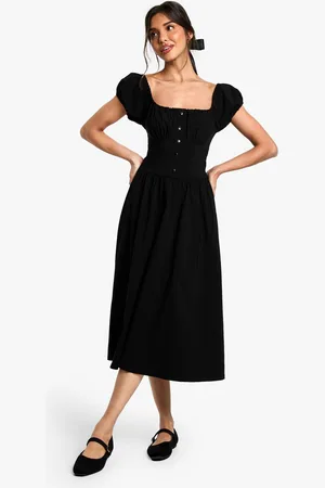 Boohoo Womens Puff sleeve Milkmaid Midi Dress - - 8
