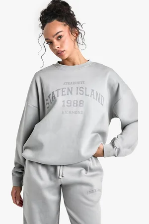 Boohoo Womens Staten Island Slogan Sweatshirt - - L