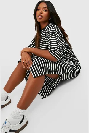 Boohoo Womens Plus Jersey Stripe Midi T-shirt Dress - - 20