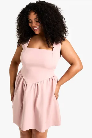 Boohoo Womens plus square neck sleeveless mini skater dress - - 18