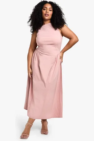 Boohoo Womens Plus BENGALINE SLEEVELESS MIDAXI SKATER DRESS - - 24