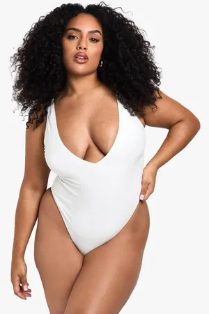 Boohoo Womens Plus Swimwear Essentials Plunge Tummy Control Swimsuit - - 20