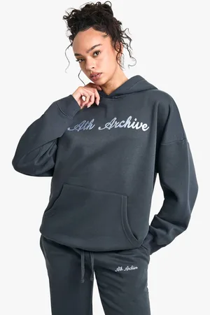 Boohoo Womens Ath Archive Embroidered Oversized Hoodie - - M