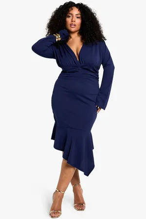 Boohoo Womens plus asymmetric plunge midi dress - - 26