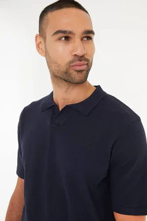 Threadbare Trophy Neck Short Sleeve Knitted Polo - - XL