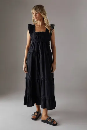 warehouse Womens Poplin Frill Tier Midi Sundress - - 8