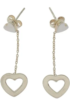 Tiffany & Co. Preloved Heart Drop Earrings Open Heart Design Women - Silver - - One Size