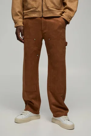 Boohoo Relaxed Croc Suede Carpenter Trousers - - 32R
