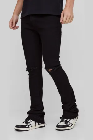 Boohoo Skinny Stacked Flared Ripped Knee Jeans - - 36R