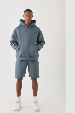 Boohoo Oversized Boxy Bonded Scuba Hooded Short Tracksuit - - S