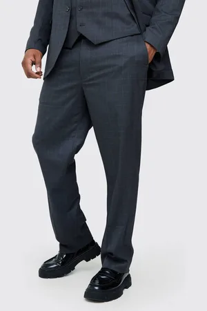 Boohoo Plus Charcoal Check Regular Fit Suit Trouser - - 40