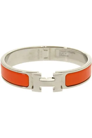 Hermès Preloved Collier de Chien Bracelet Orange Enamel Women - Silver - - One Size