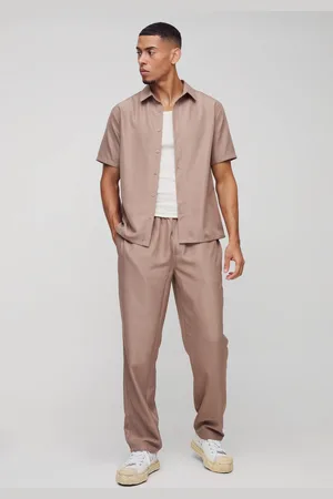 Boohoo Short Sleeve Soft Twill Smart Shirt & Trouser Set - - XL