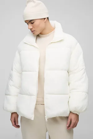 Boohoo Man Tab Boxy Heavy Padded Puffer Jacket In Ecru - - M