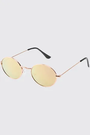 Boohoo Gold Metal Round Sunglasses - - One Size