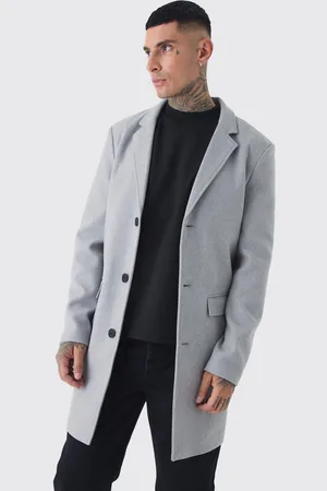 Boohoo Tall Single Breasted Wool Look Overcoat in - L