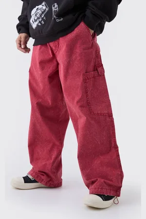 Boohoo Elasticated Waist Super Baggy Oil Wash Cargo Trousers - - 32