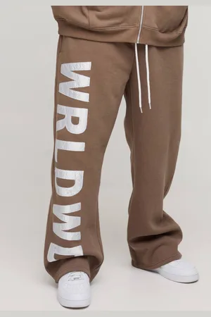 Boohoo Plus Relaxed Satin Applique WRLDWD Joggers - - XXL