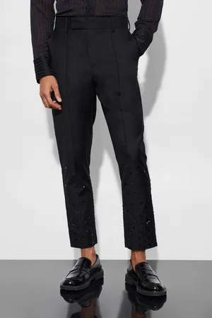 Boohoo Rhinestone Detail Tapered Suit Trousers - - 30