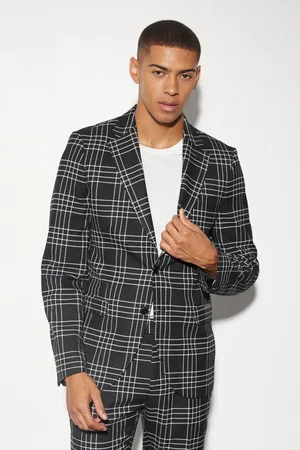 Boohoo Slim Check Suit Jacket - - 36