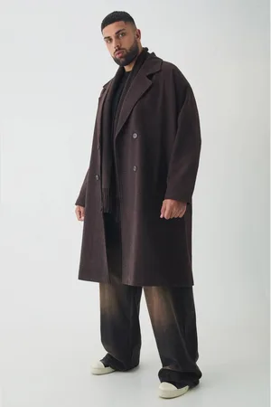 Boohoo Plus Oversized Drop Shoulder Herringbone Overcoat In - XXL