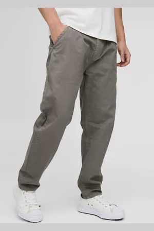 Boohoo Fixed Waist Relaxed Cropped Pleated Chino Trousers - - 32